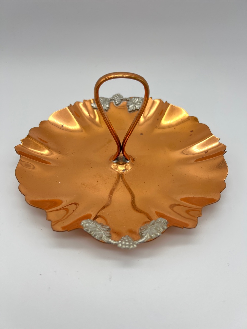 Copper Decorative Handle Dish - Silver Accent, “Venetian Copper 63”